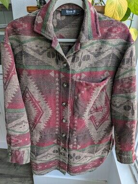 Blue B Collection Southwestern Aztec Tapestry Shacket Medium